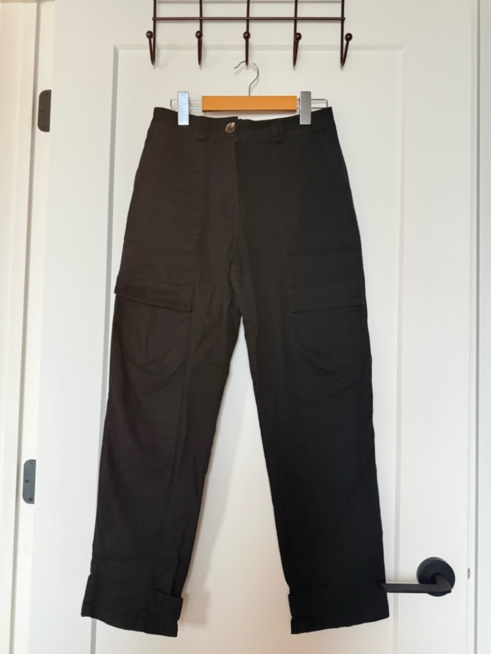 H&M Black Twill Cargo Pants with Flap Pockets